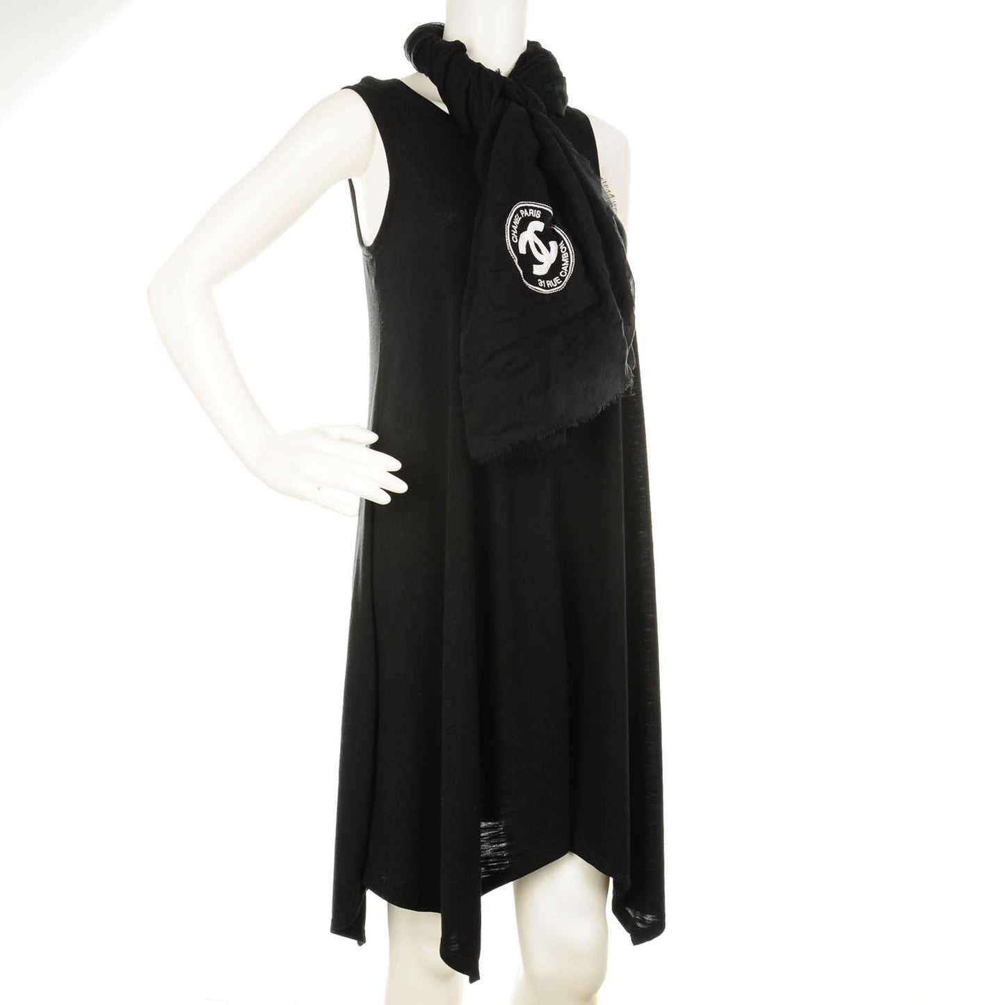 Modal Cashmere Sequins Logo Scarf Shawl Black White