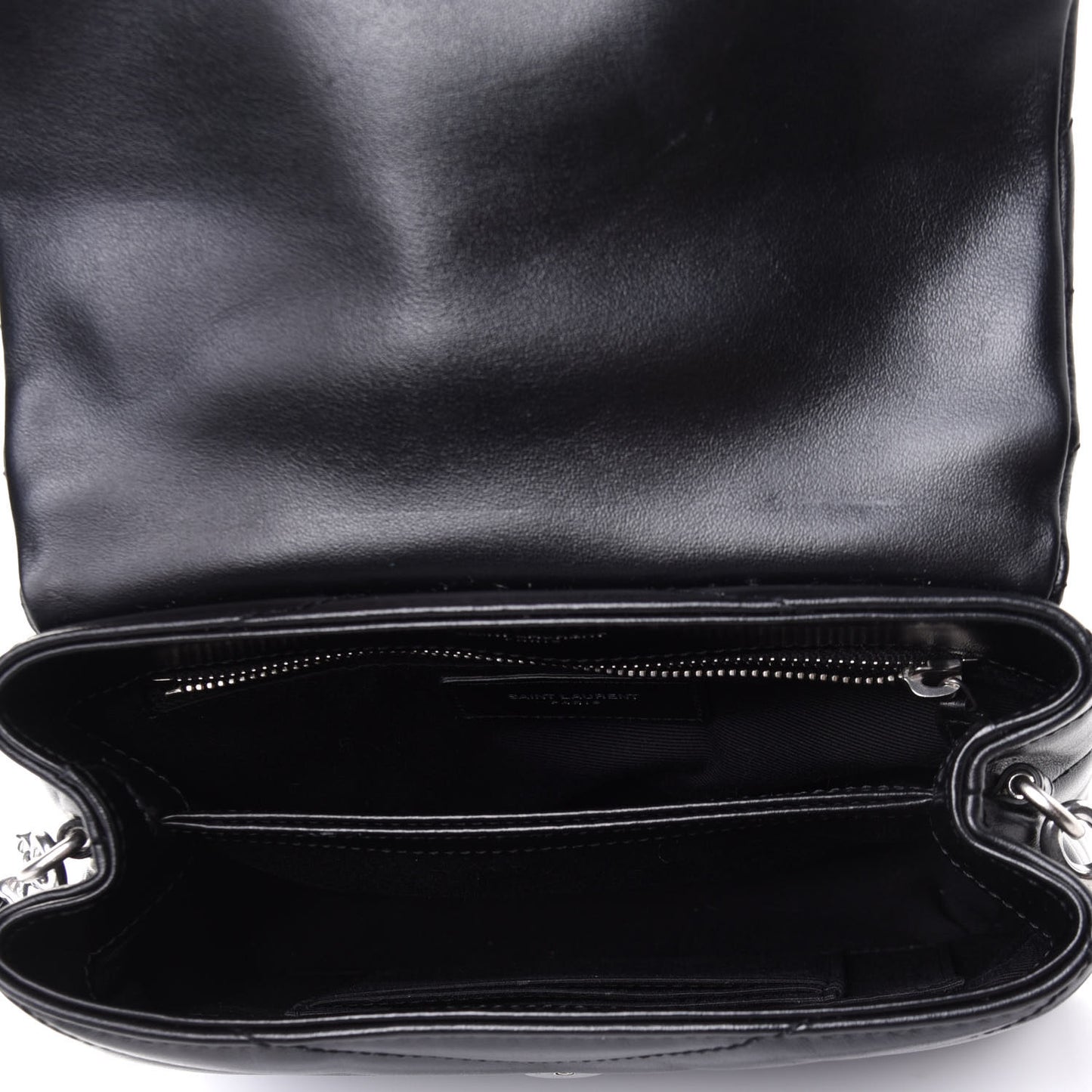 Calfskin Y Quilted Monogram Toy Loulou Crossbody Bag Black
