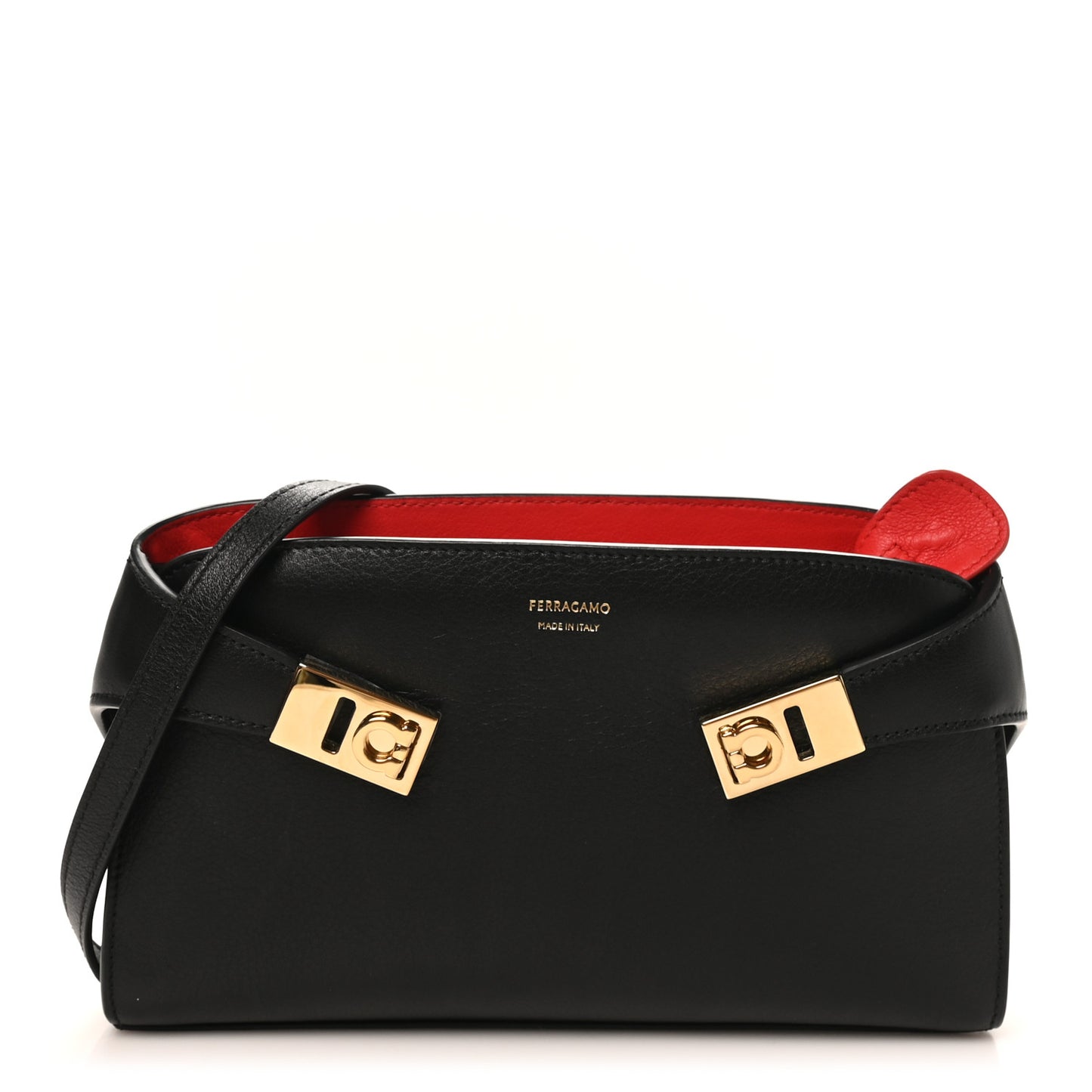 Calfskin Mini Hug Crossbody Bag Black Flame Red