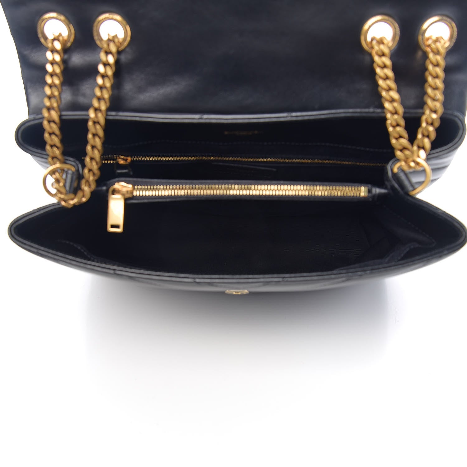 Saint Laurent Calfskin Y Quilted Monogram Medium Loulou Chain Satchel Black 4 of 9