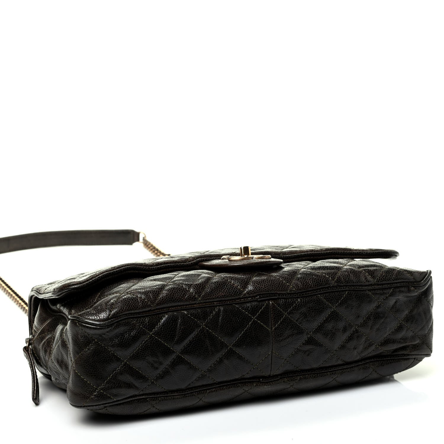 Chanel Crumpled Grained Calfskin Quilted Large Shiva Flap Dark Brown 3 of 4