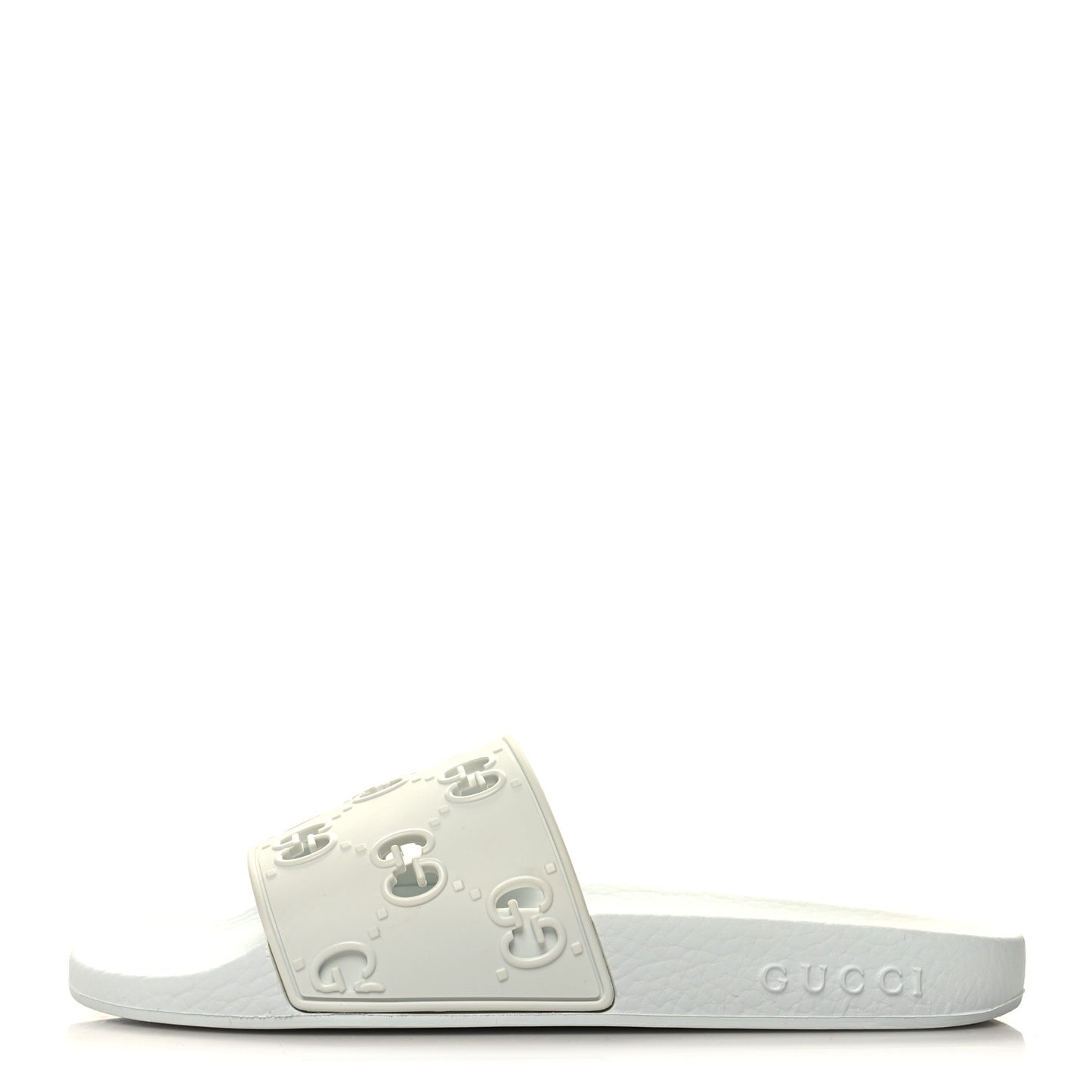 Rubber GG Monogram Perforated Womens Slide Sandals 37 Great White
