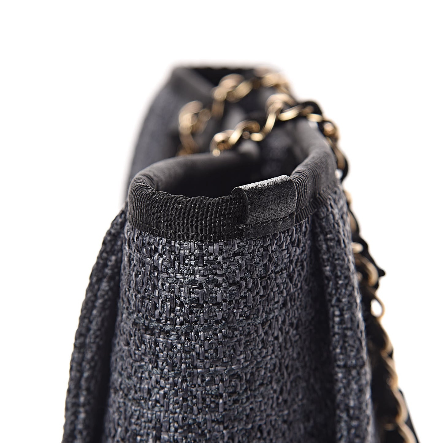 Woven Straw Raffia Mini Deauville Tote Black
