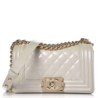 Chanel Iridescent Calfskin Quilted Small Boy Flap Light Grey 1 of 8