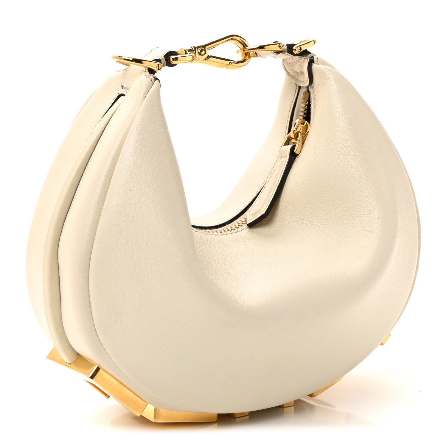 Fendi Vitello Grace Matte Mini Fendigraphy Hobo Bag White Ice 3 of 10