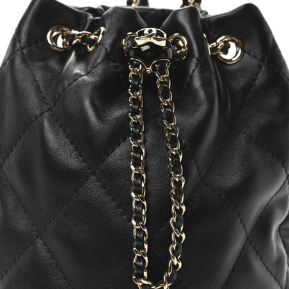 Chanel Shiny Lambskin Quilted Drawstring Backpack Black 8 of 10