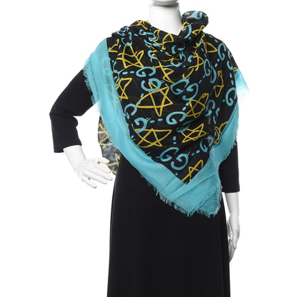 Gucci Modal Silk GucciGhost Print Shawl Black Multicolor 2 of 5