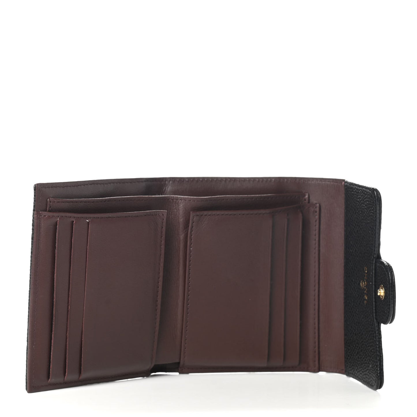 Caviar Quilted Compact Flap Wallet Black