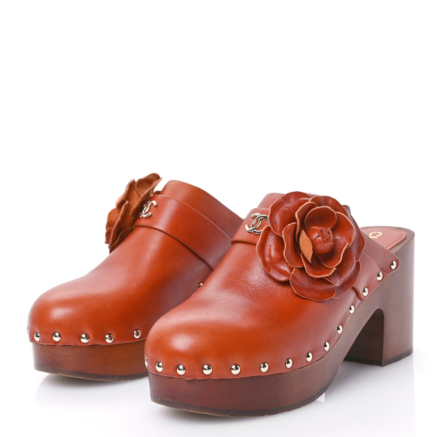 Chanel Calfskin Camellia Clogs 41 Brown 3 of 8