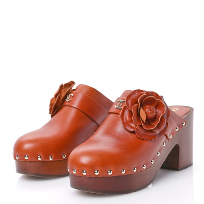 Chanel Calfskin Camellia Clogs 41 Brown 3 of 8