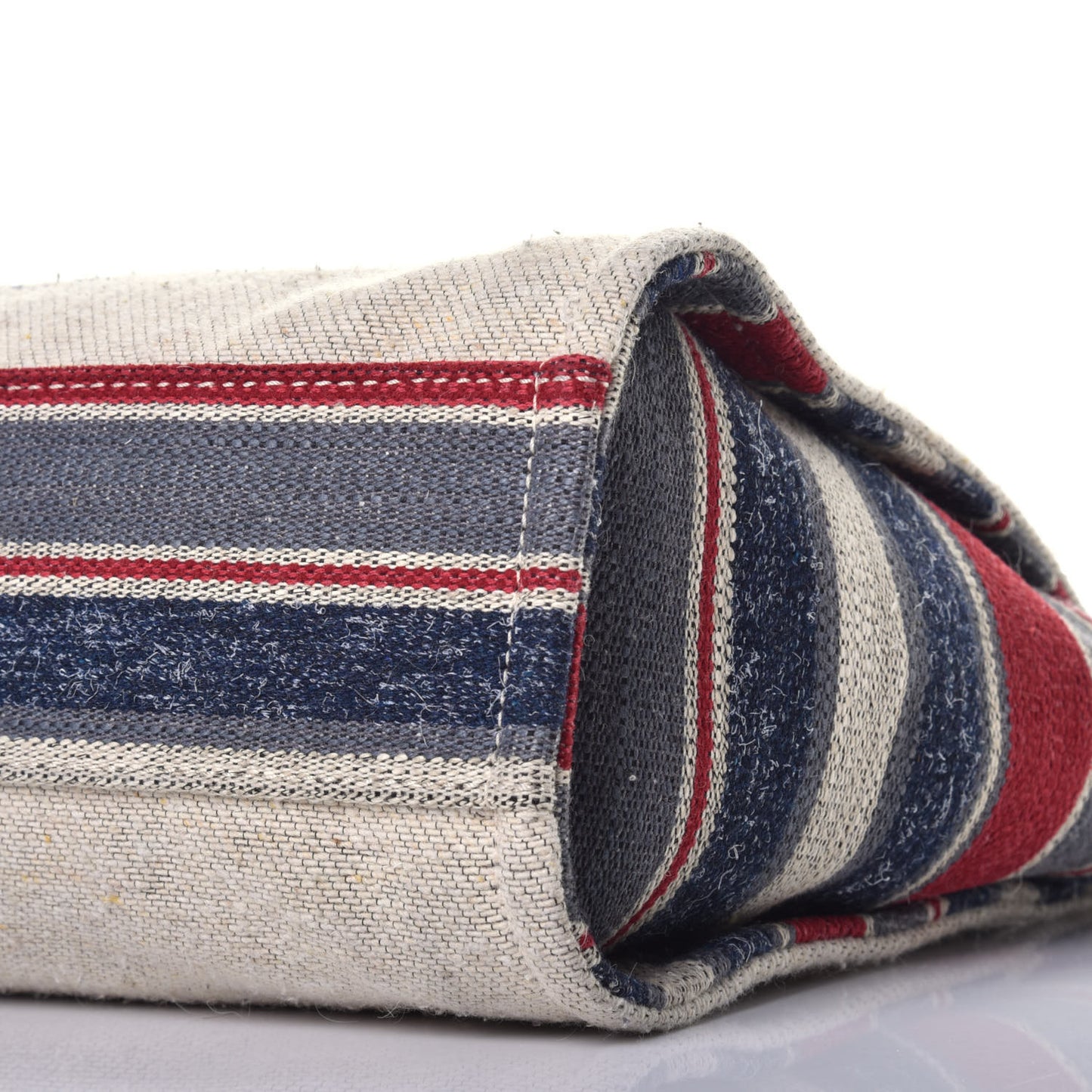Striped Canvas Small Deauville Tote Beige