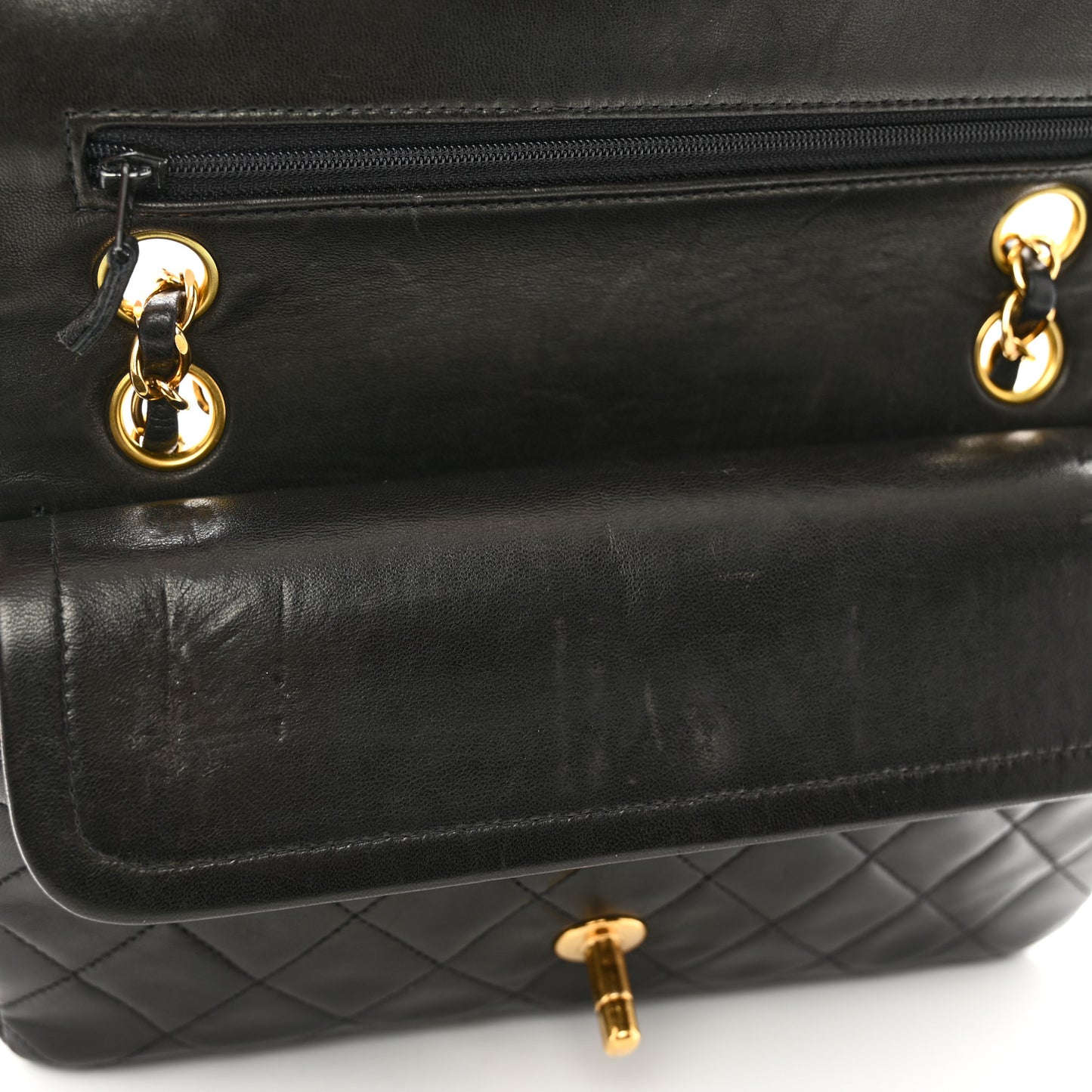 Lambskin Quilted Small Double Flap Black