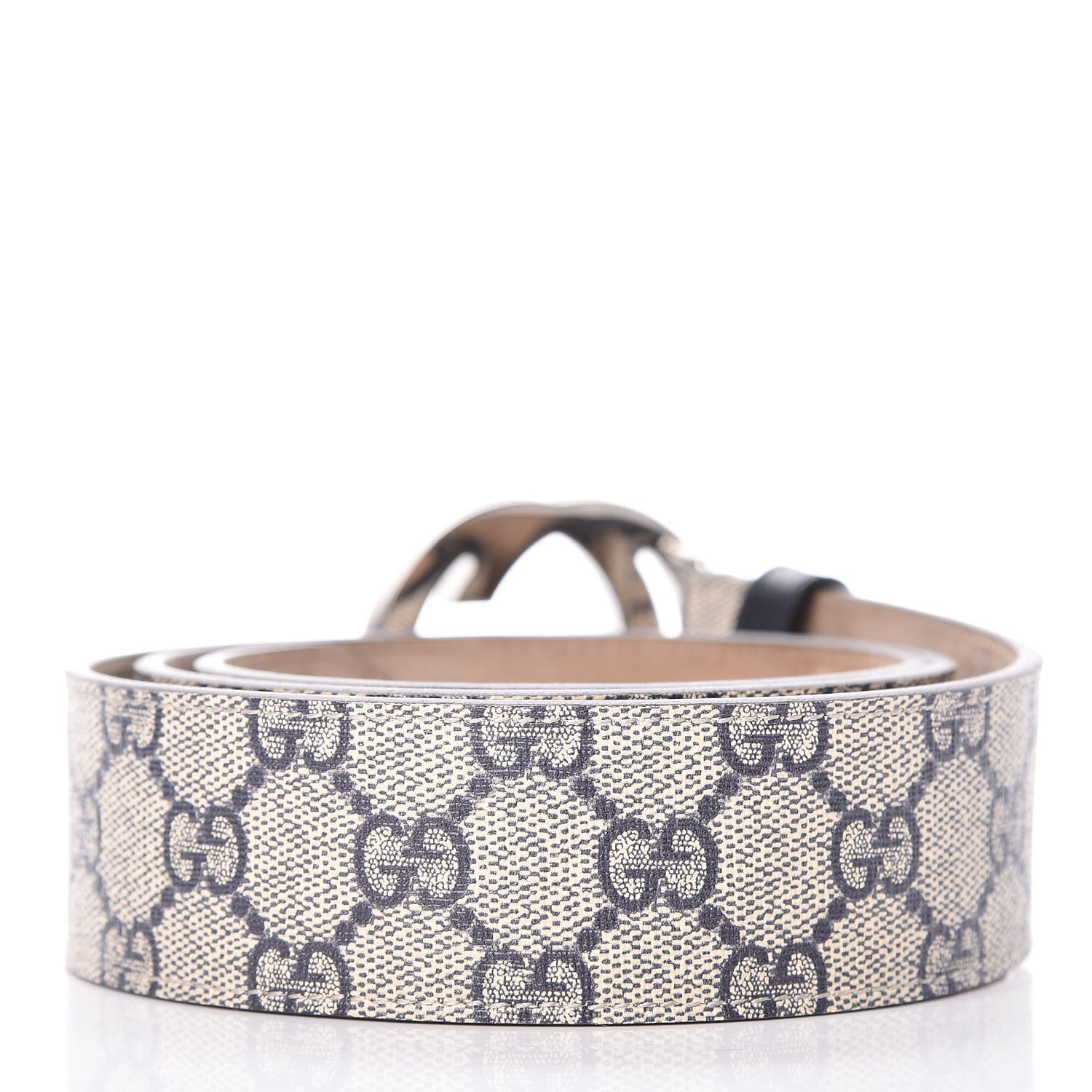 Gucci GG Supreme Monogram Selleria Calfskin Interlocking G 40mm Belt 95 38 Beige Ebony Blue 3 of 8