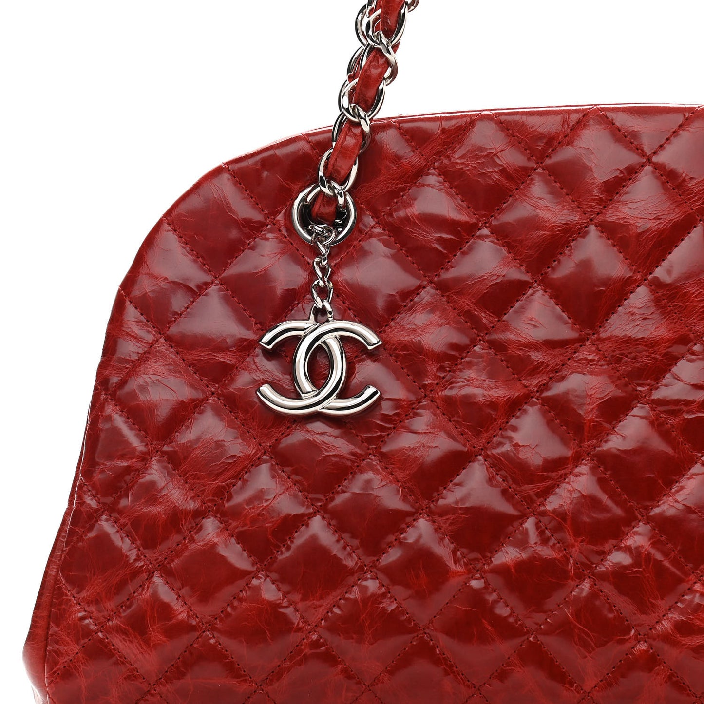 Glazed Calfskin Quilted Medium Just Mademoiselle Red