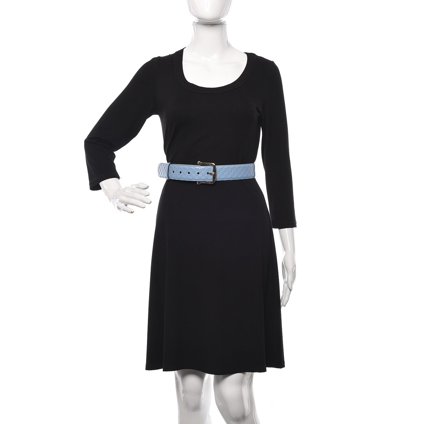Soft Microguccissima Margaux Calfskin Belt 90 36 Mineral Blue