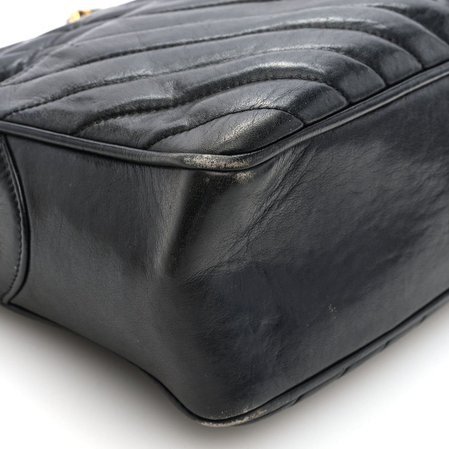 Chanel Lambskin Chevron Quilted Camera Case Black 9 of 10