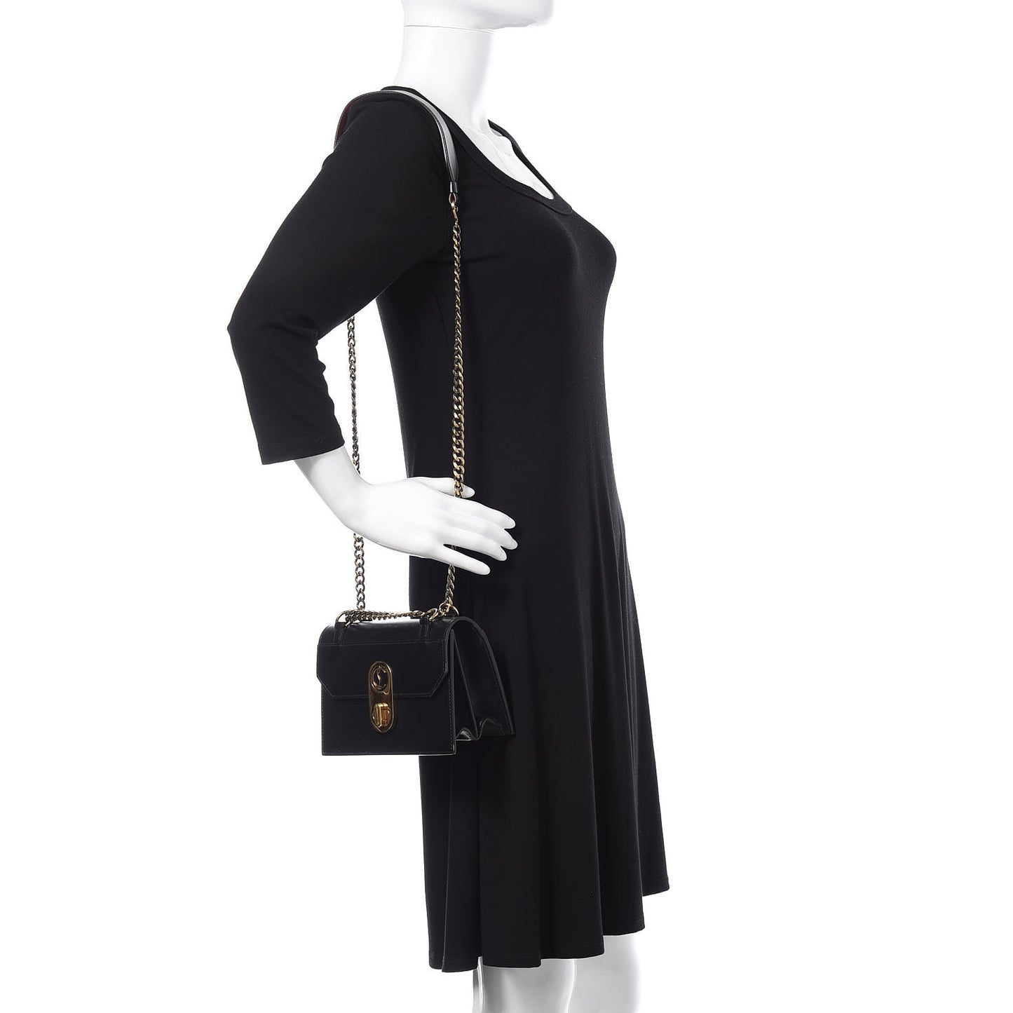 Calfskin Large Elisa Shoulder Bag Black