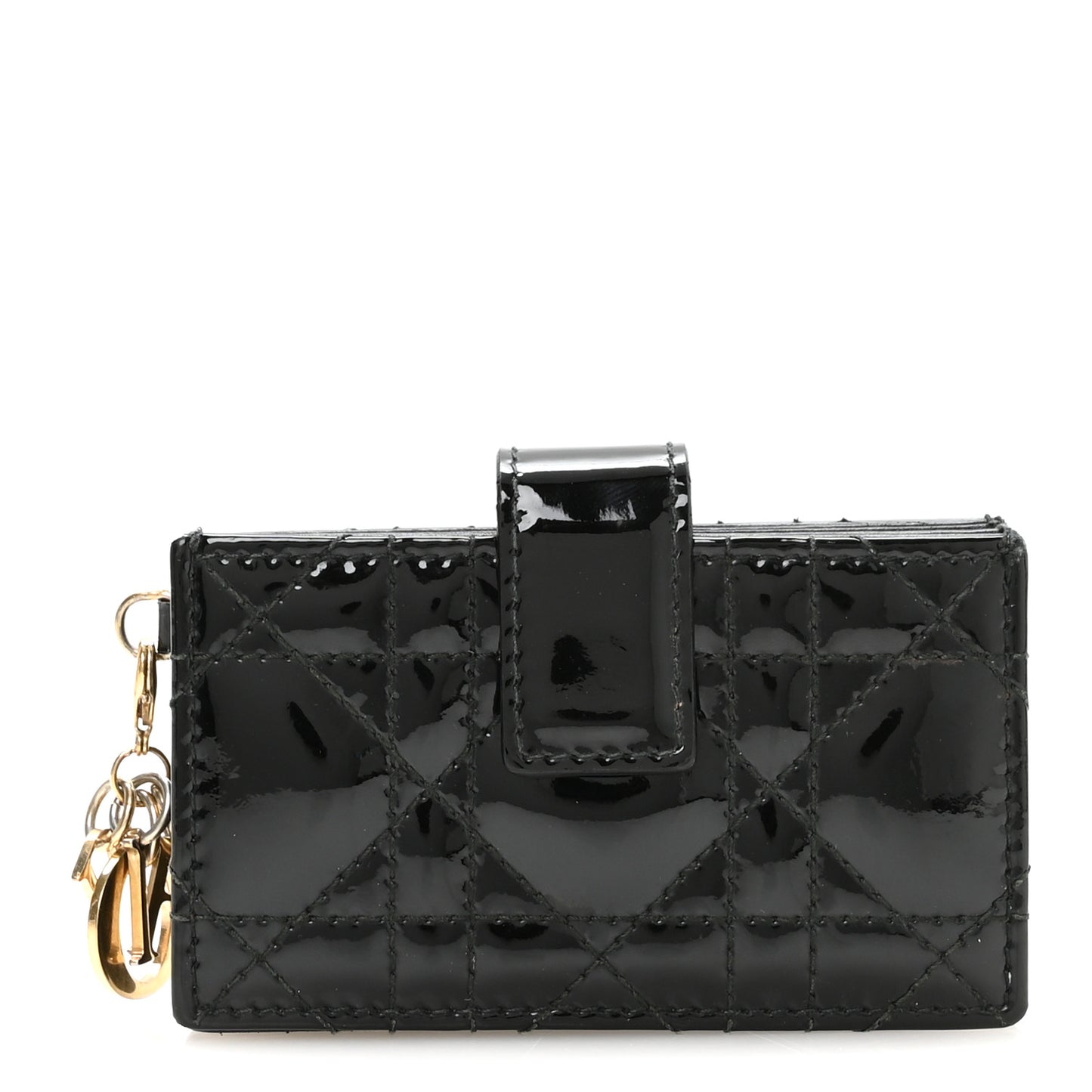 Patent Cannage Lady Dior 5-Gusset Card Holder Black