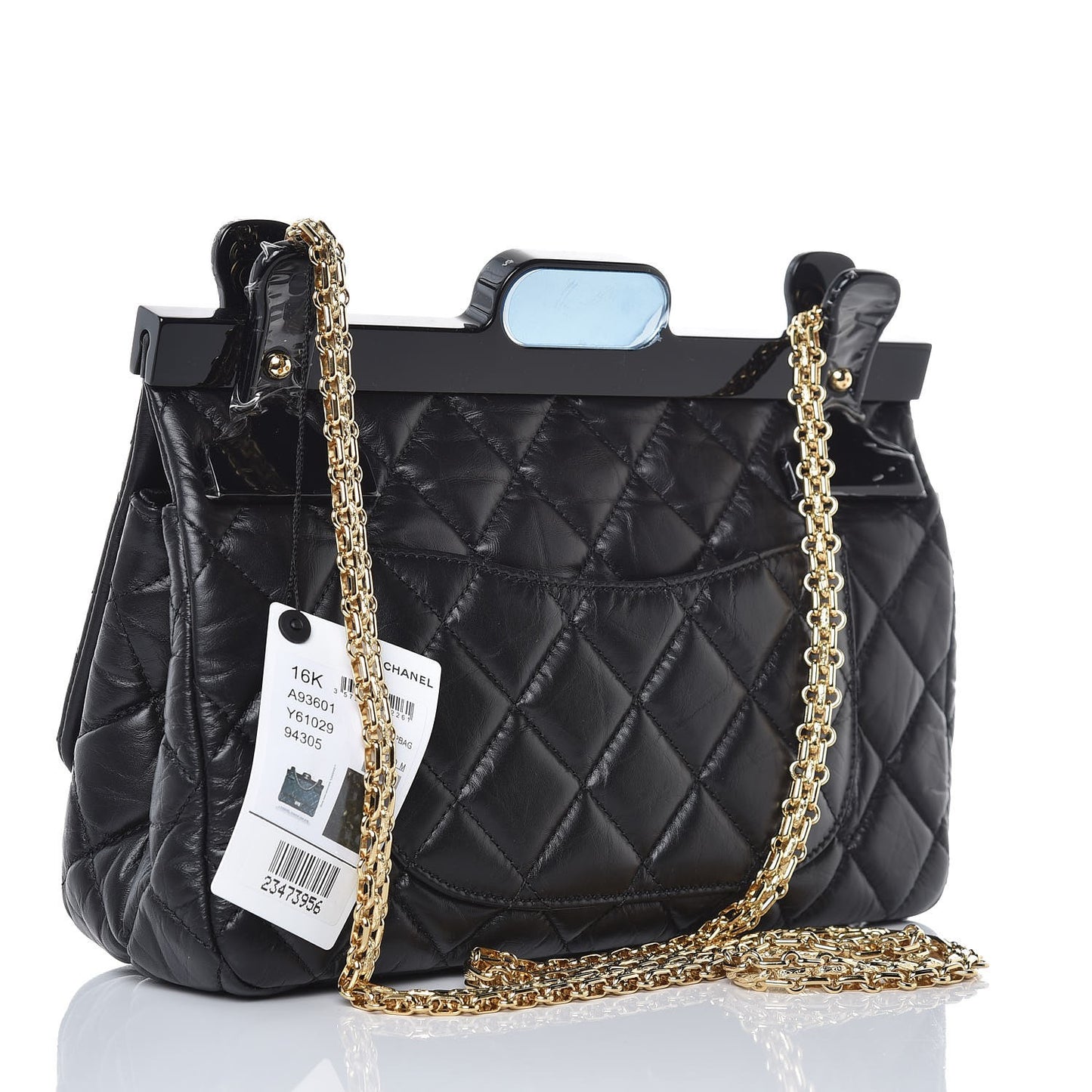 Aged Calfskin Quilted 2.55 Reissue 225 Hanger Flap Black