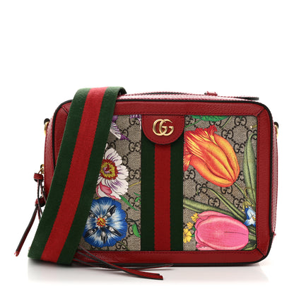 Gucci GG Supreme Monogram Flora Web Small Ophidia Top Handle Shoulder Bag Hibiscus Red 1 of 17