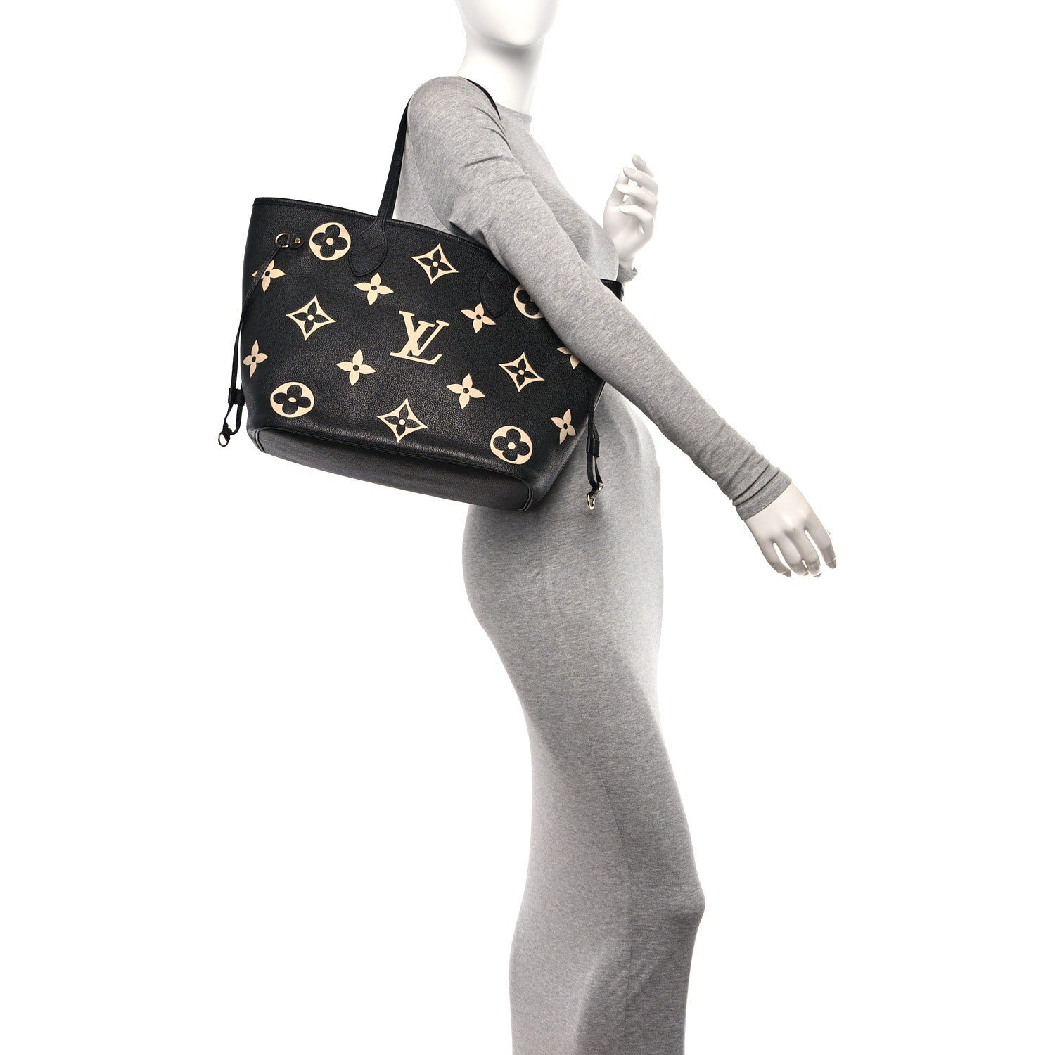 Louis Vuitton Empreinte Monogram Giant Neverfull MM Black Beige 2 of 9