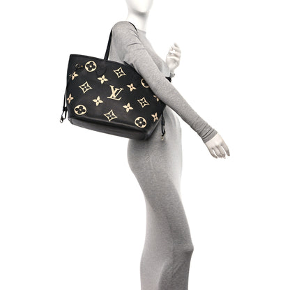 Louis Vuitton Empreinte Monogram Giant Neverfull MM Black Beige 2 of 9