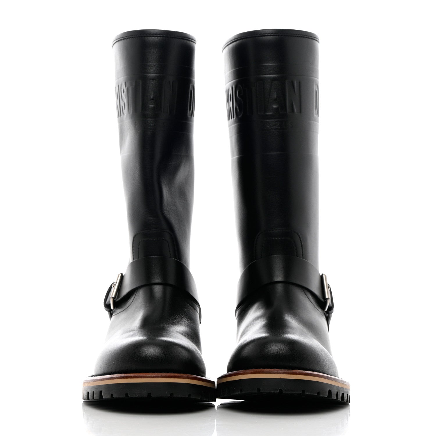 Christian Dior Calfskin Embossed Dior Quest 35mm Biker Boots 35 Black 2 of 16