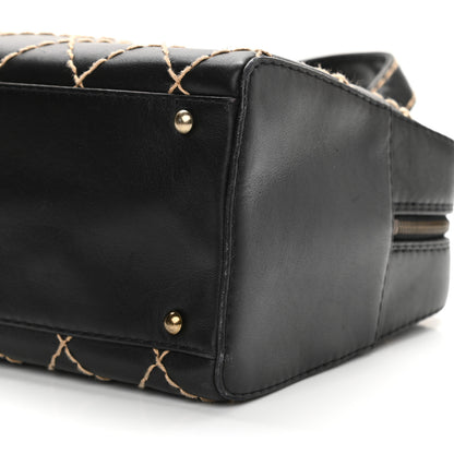 Chanel Calfskin Wild Stitch Top Handle Bag Black 6 of 13