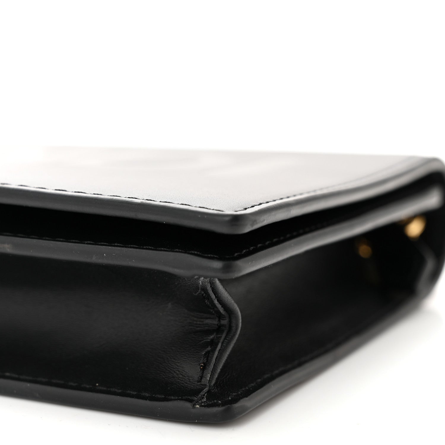 Fendi Vitello King Tamponato Logo Embossed Medium Wallet On Chain Black 10 of 11