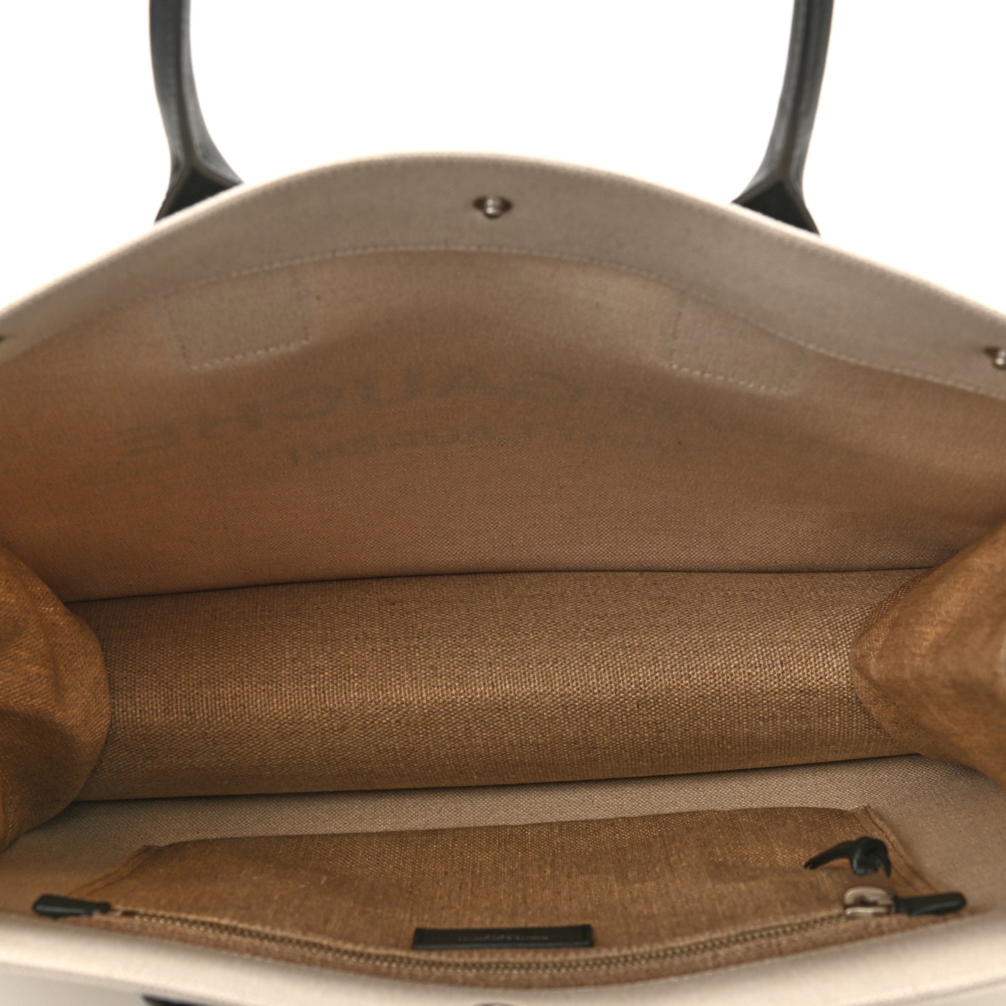 Linen Calfskin Small Rive Gauche Tote Greggio Natural