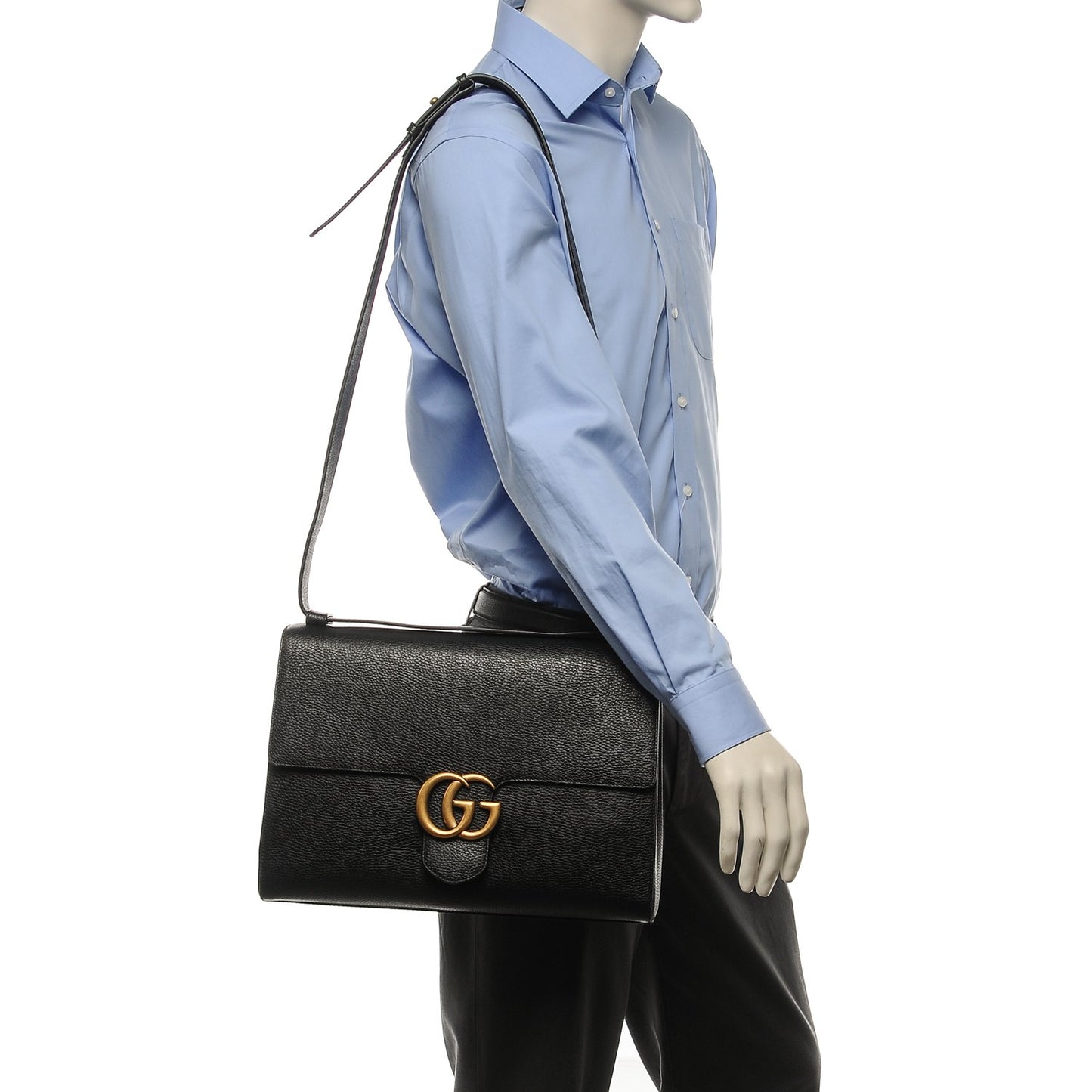 Calfskin GG Marmont Messenger Bag Black