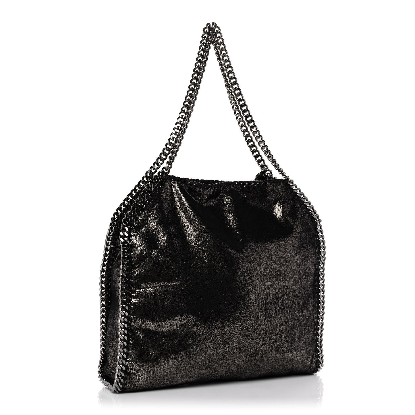 Metallic Shaggy Deer Small Falabella Tote Black