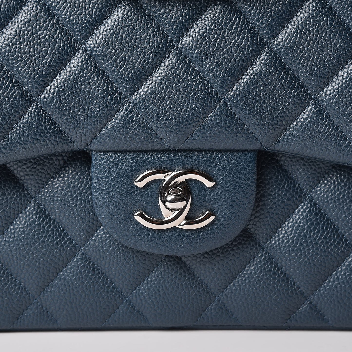 Metallic Caviar Jumbo Double Flap Blue