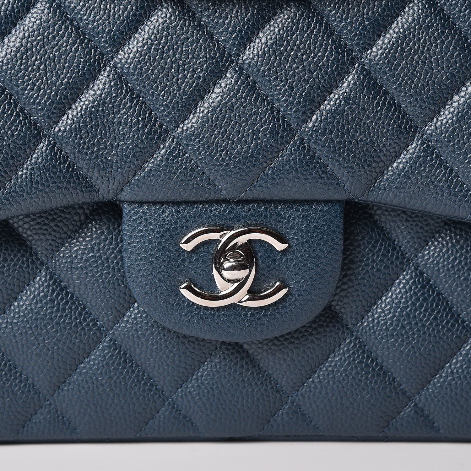 Chanel Metallic Caviar Jumbo Double Flap Blue 9 of 12