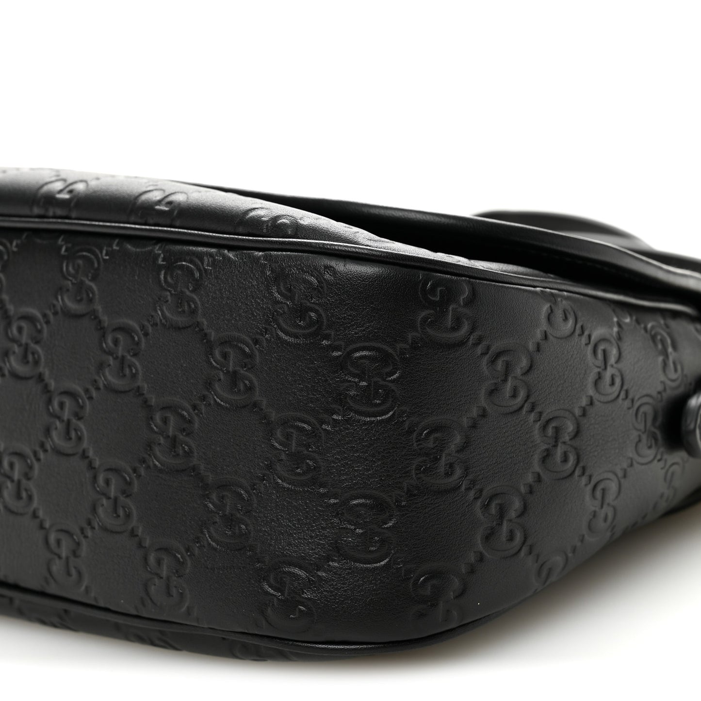 GG Calfskin Embossed Emblem Medium Arabella Bag Black Black