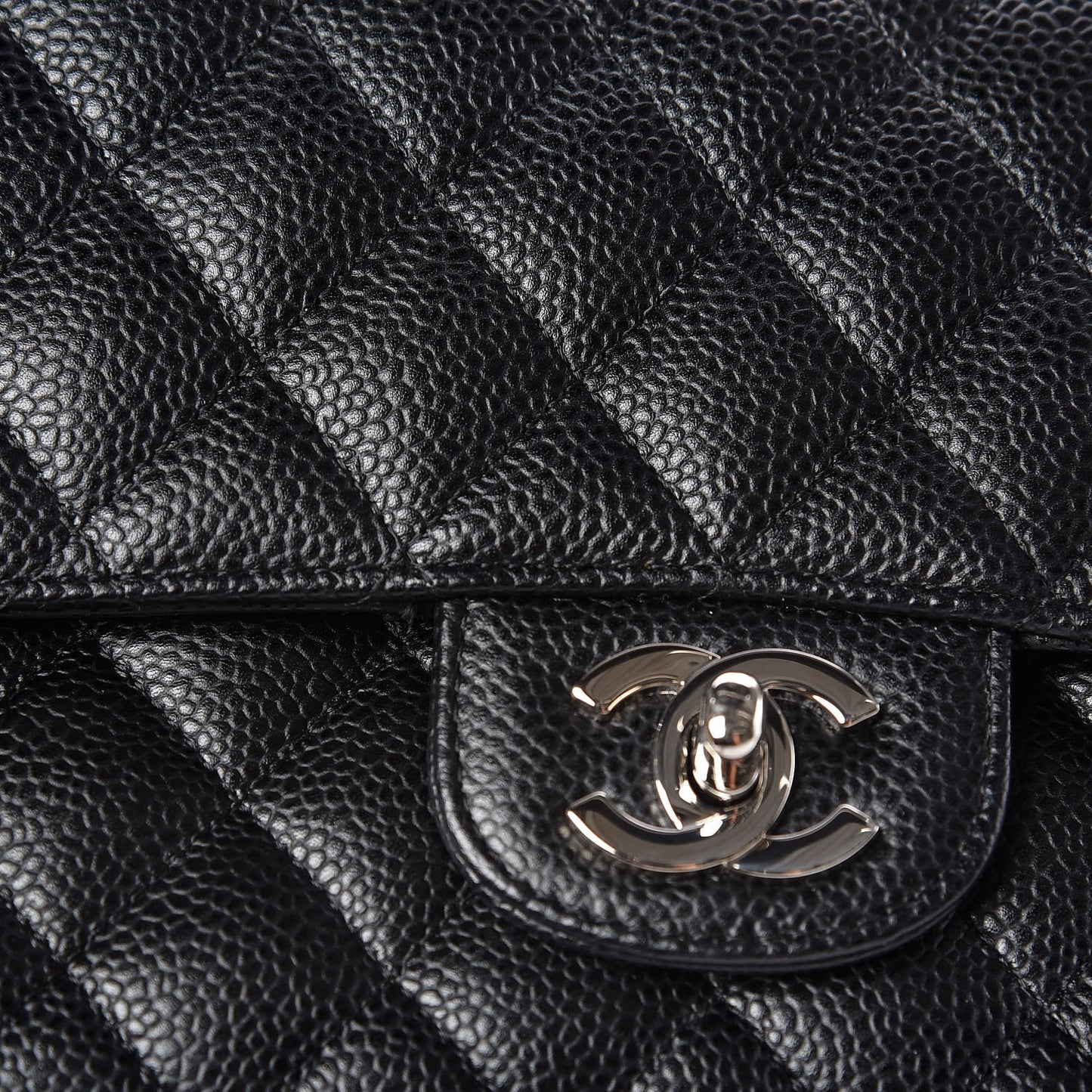 Caviar Quilted Medium Double Flap Black