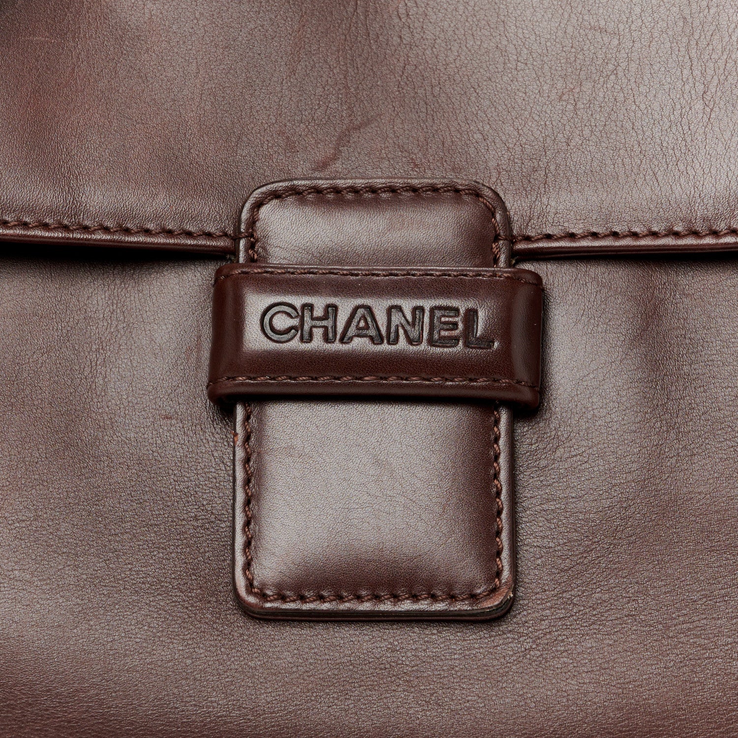 Chanel Lambskin Logo Messenger Flap Brown 8 of 16