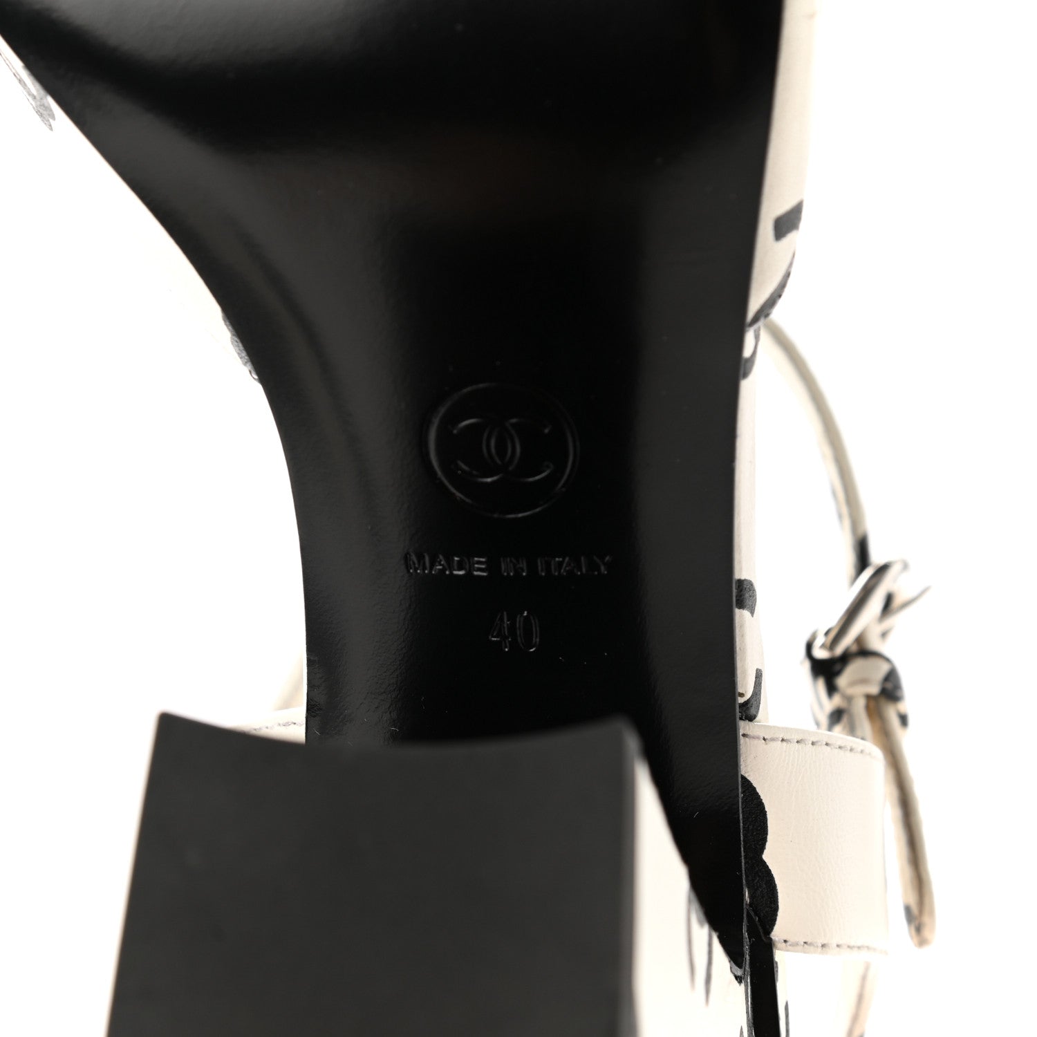Chanel Printed Lambskin CC Sandals 40 White Black 7 of 13