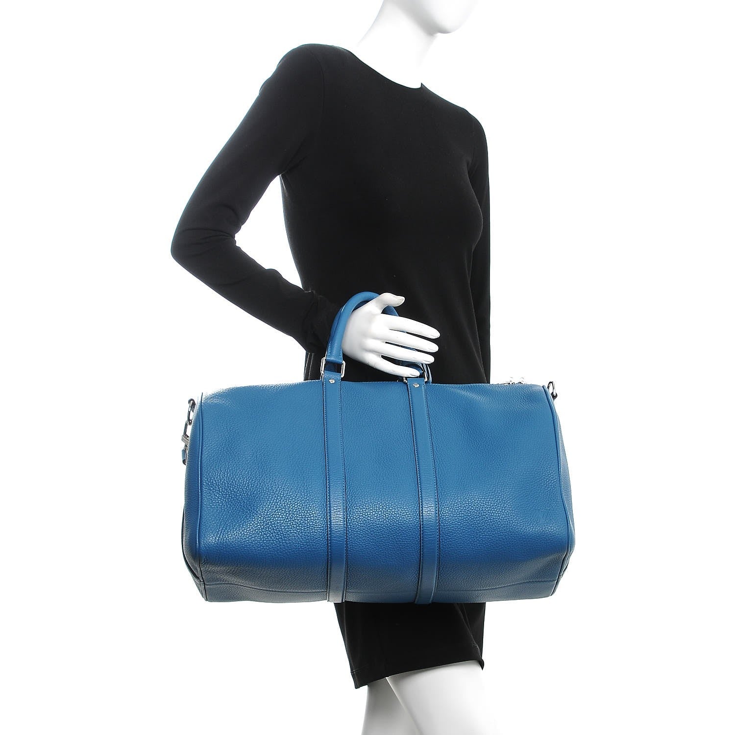 Louis Vuitton Taurillon Keepall Bandouliere 45 Bleu Canard 2 of 10
