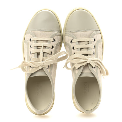 Gucci Washed Cotton GG Monogram Calfskin Womens Low Top Sneakers 35.5 White Mystic White Great White 2 of 9