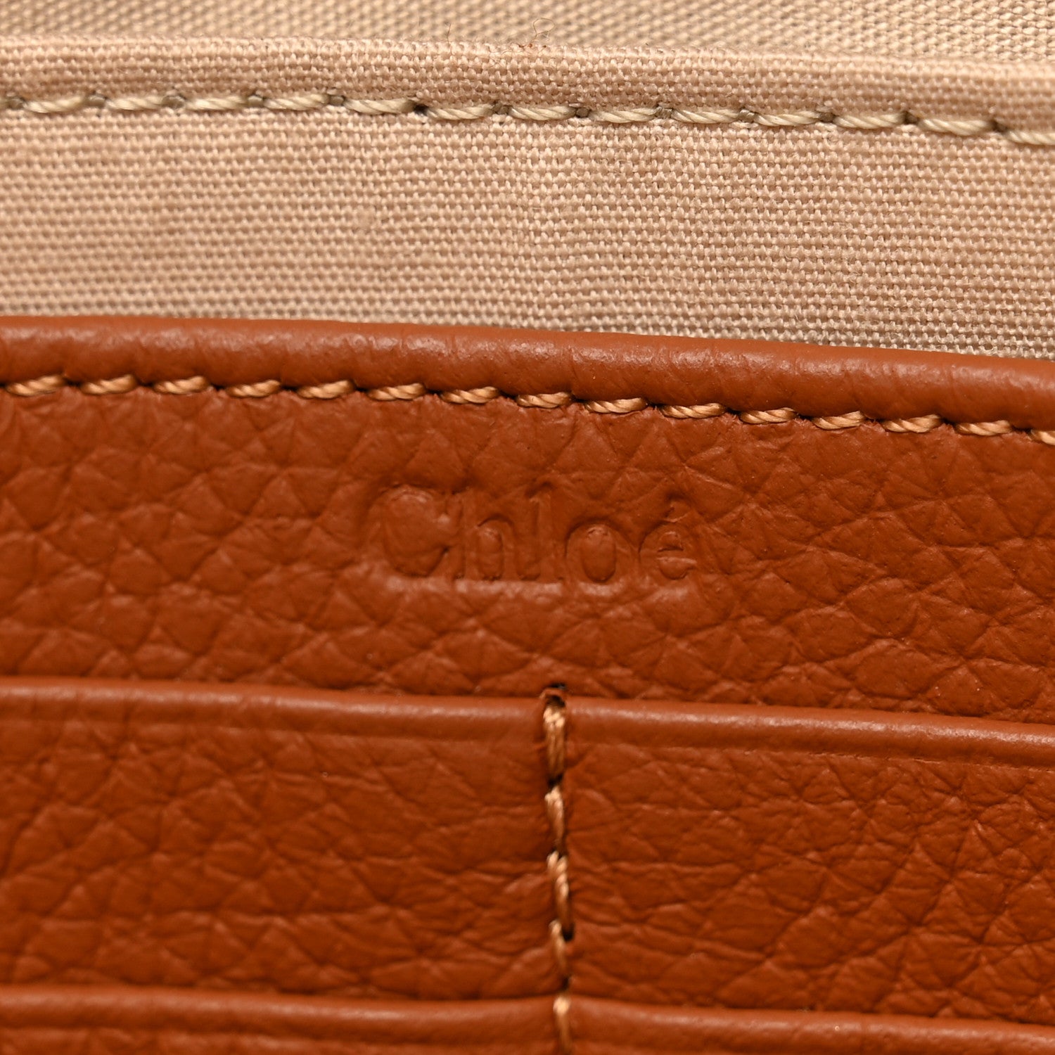 Chloe Calfskin Alphabet Flat Pouch Clutch Tan 6 of 14