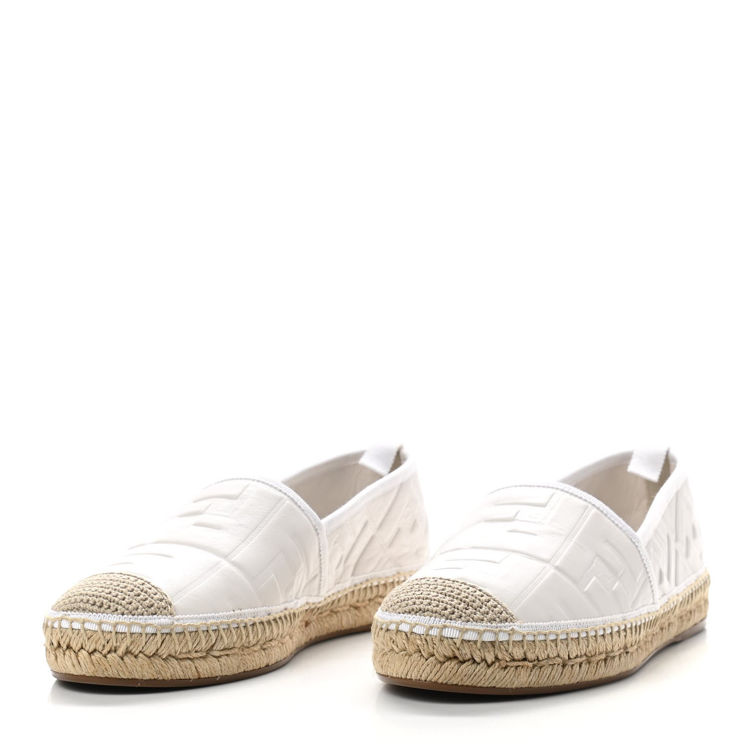 Fendi Nappa FF Embossed Espadrilles 40 Snow 3 of 7