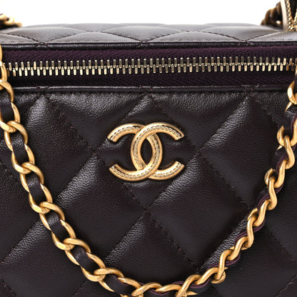 Chanel Lambskin Quilted Metal Twist Small Top Handle Vanity Case With Chain Burgundy 7 of 9