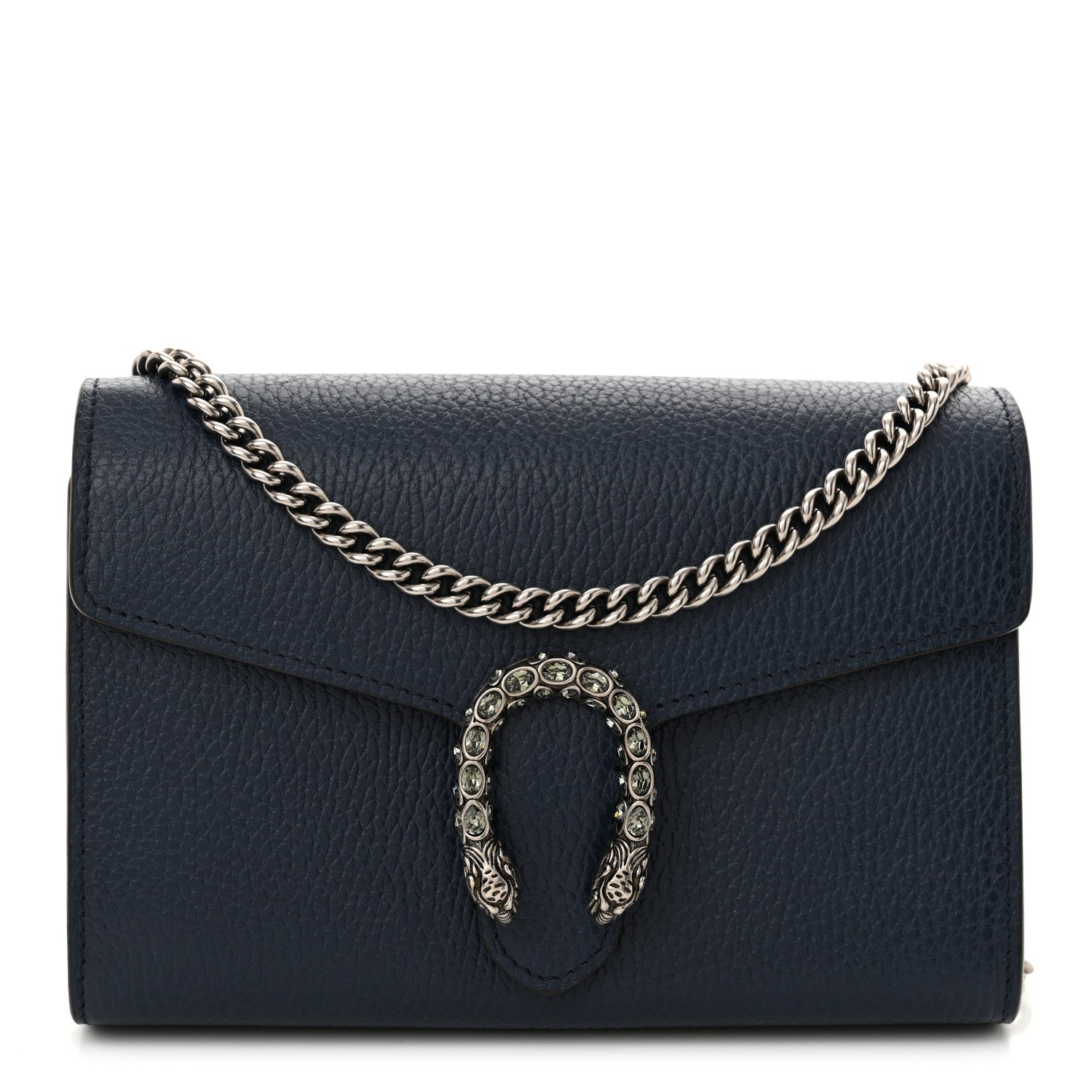 Gucci Dollar Calfskin Crystal Mini Dionysus Chain Wallet Blue Agata Black Diamond 1 of 11