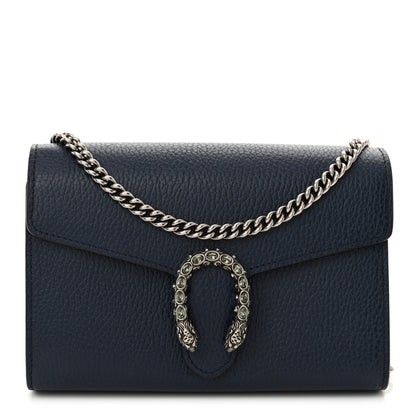 Gucci Dollar Calfskin Crystal Mini Dionysus Chain Wallet Blue Agata Black Diamond 1 of 11