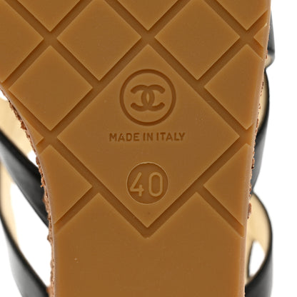 Chanel Lambskin Cork Pearl CC Platform Sandals 40 Black 6 of 10