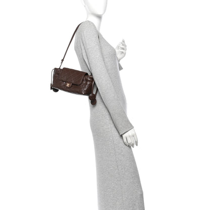 Chanel Lambskin Quilted CC Drawstring Flap Clutch With Strap Brown 2 of 11