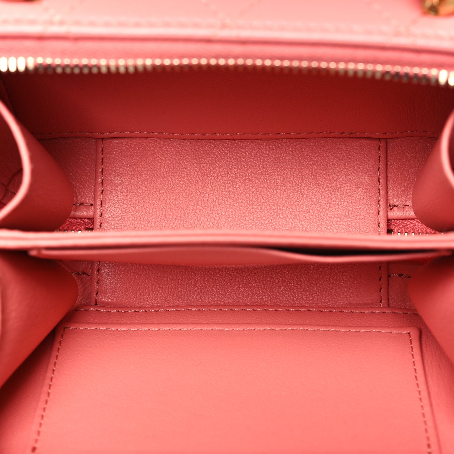 Lambskin Quilted Top Handle Mini Vanity Case Pink