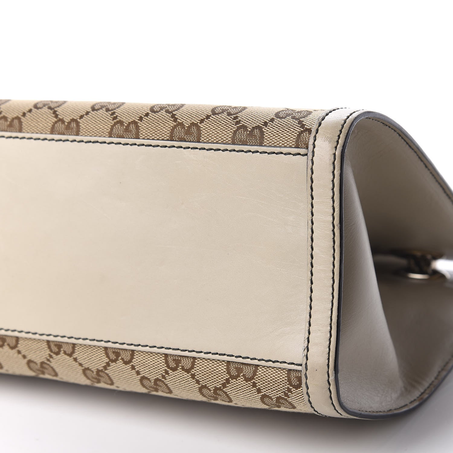Gucci Monogram Margaux Calfskin Large Emily Chain Shoulder Bag Beige Ebony Mystic White 7 of 9