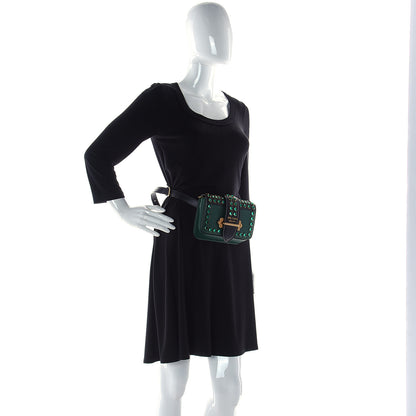 Prada Saffiano City Calf Crystal Cahier Belt Bag Biliardo Black 3 of 13